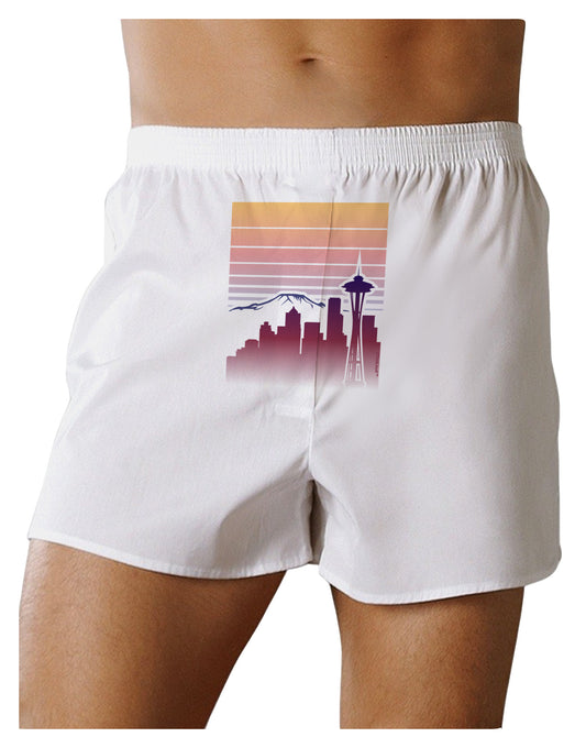 Seattle Skyline Sunrise Front Print Boxer Shorts-Boxer Shorts-TooLoud-White-Small-Davson Sales