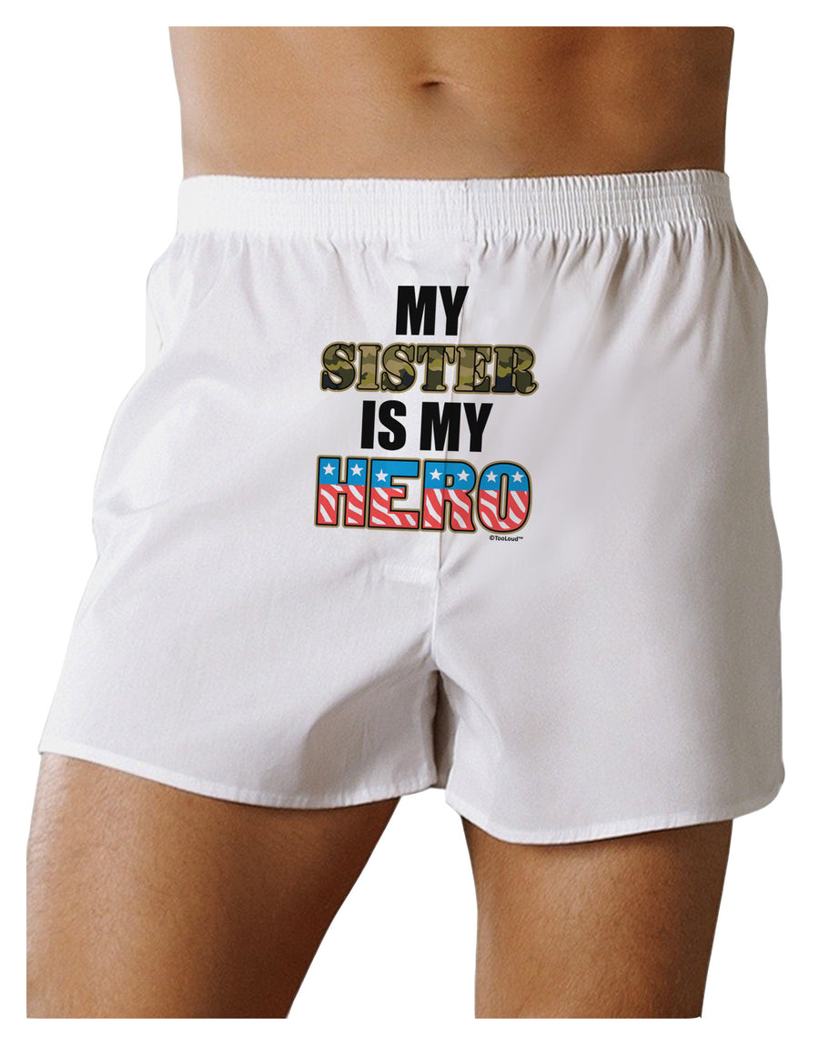 My Sister is My Hero - Armed Forces Front Print Boxer Shorts by TooLoud-Boxer Shorts-TooLoud-White-Small-Davson Sales