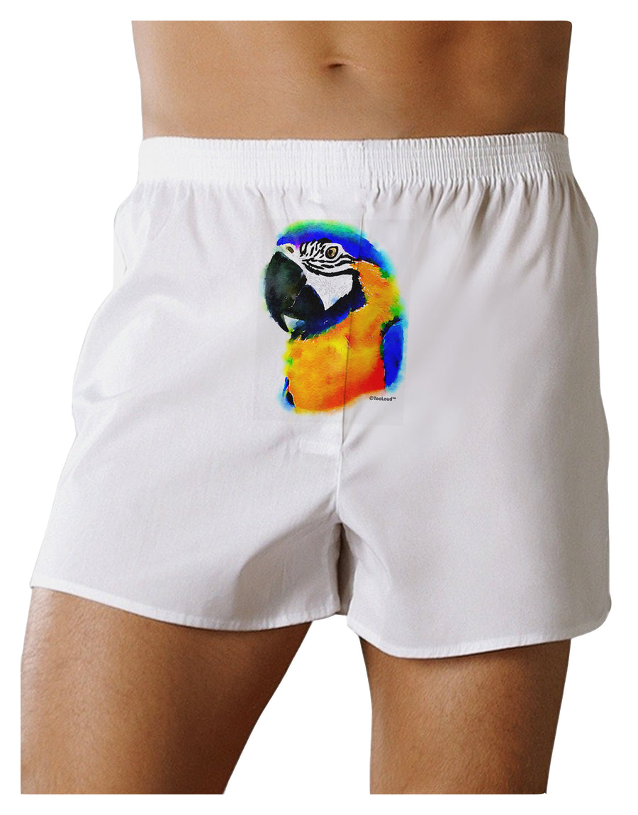 Brightly Colored Parrot Watercolor Front Print Boxer Shorts-Boxer Shorts-TooLoud-White-Small-Davson Sales