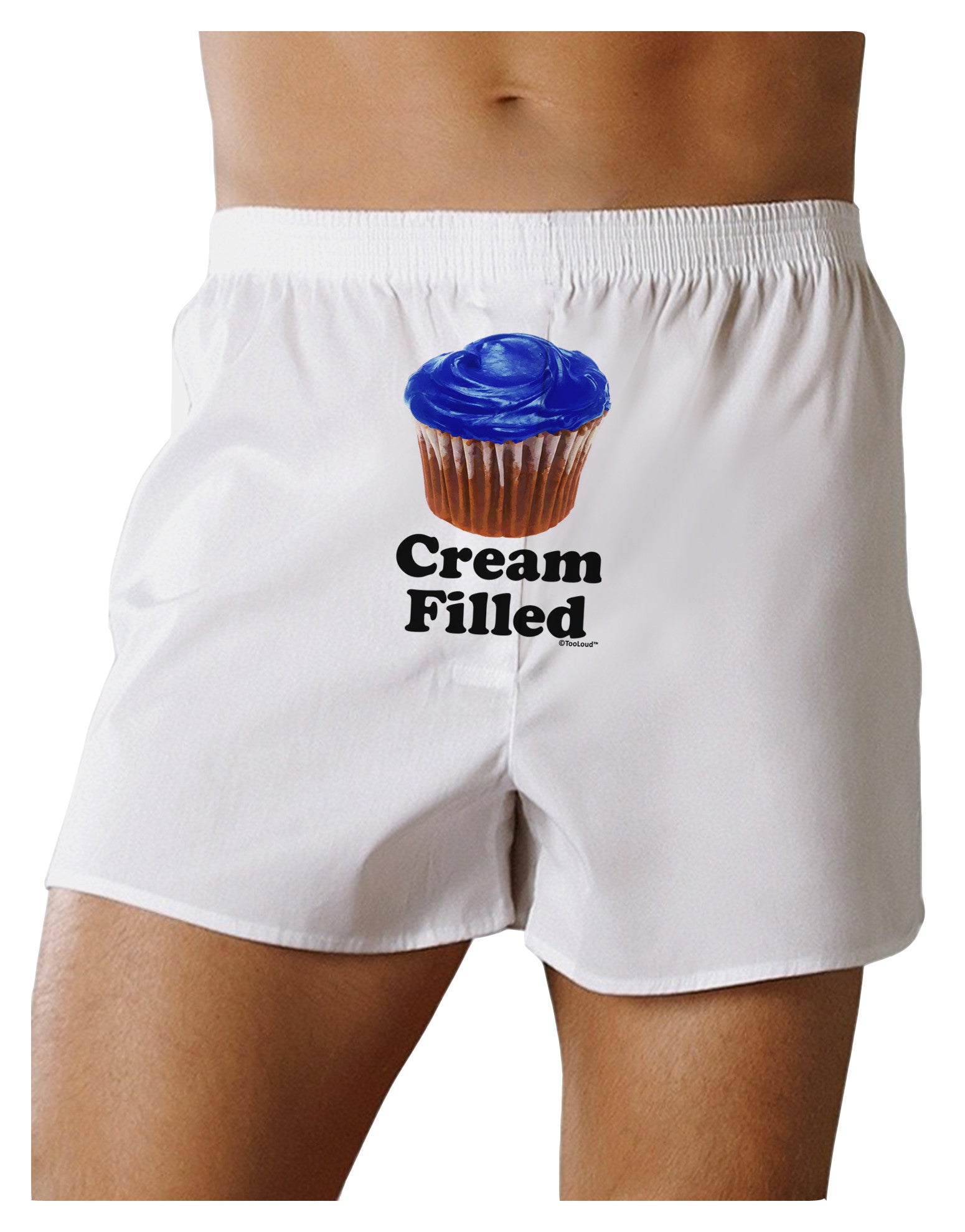 Cream Filled Blue Cupcake Design Front Print Boxer Shorts by TooLoud-Boxer Shorts-TooLoud-White-Small-Davson Sales