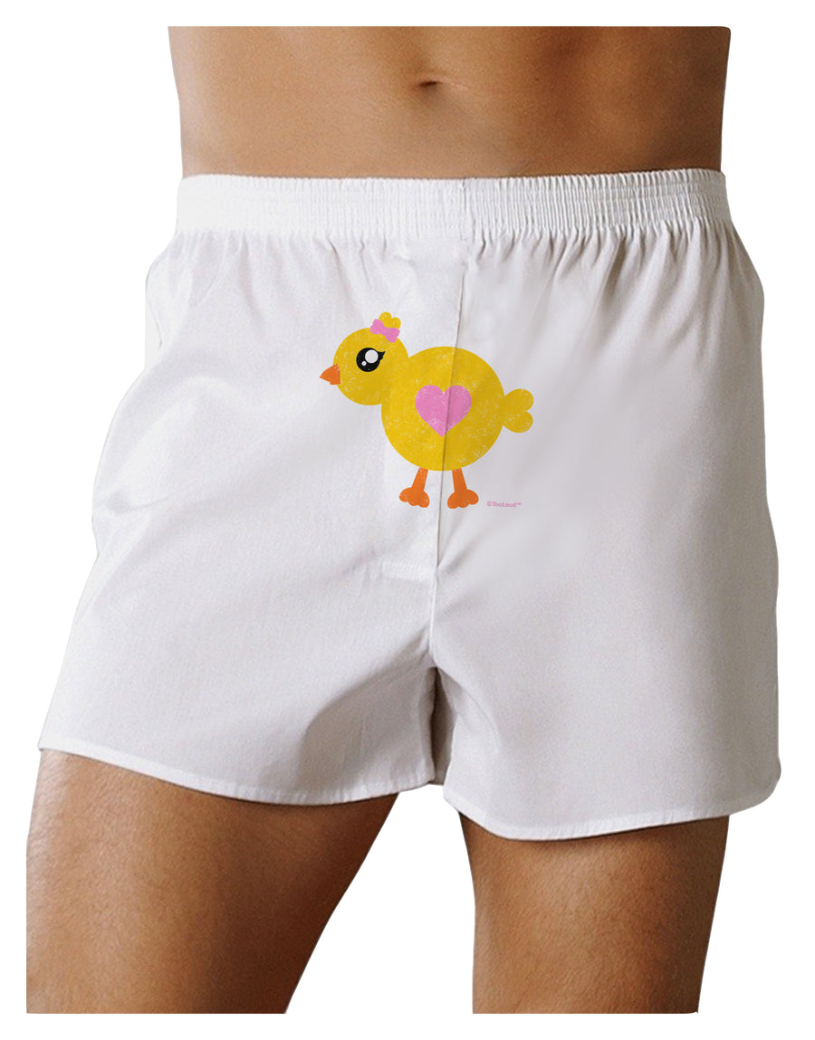 Cute Chick with Bow - Crayon Style Drawing Front Print Boxer Shorts by TooLoud-Boxer Shorts-TooLoud-White-Small-Davson Sales