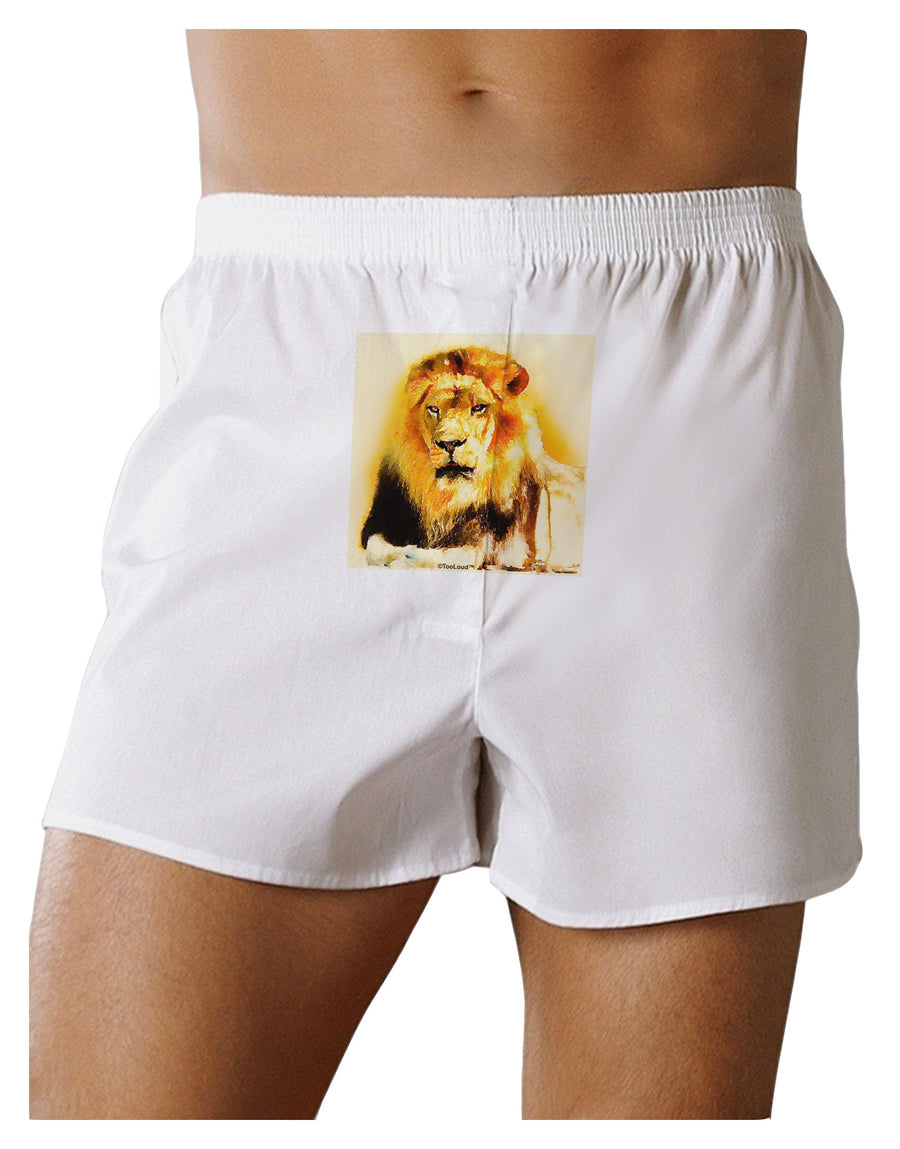 Lion Watercolor 4 Front Print Boxer Shorts-Boxer Shorts-TooLoud-White-Small-Davson Sales