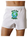 Save the Planet - Earth Front Print Boxer Shorts-Boxer Shorts-TooLoud-White-Small-Davson Sales