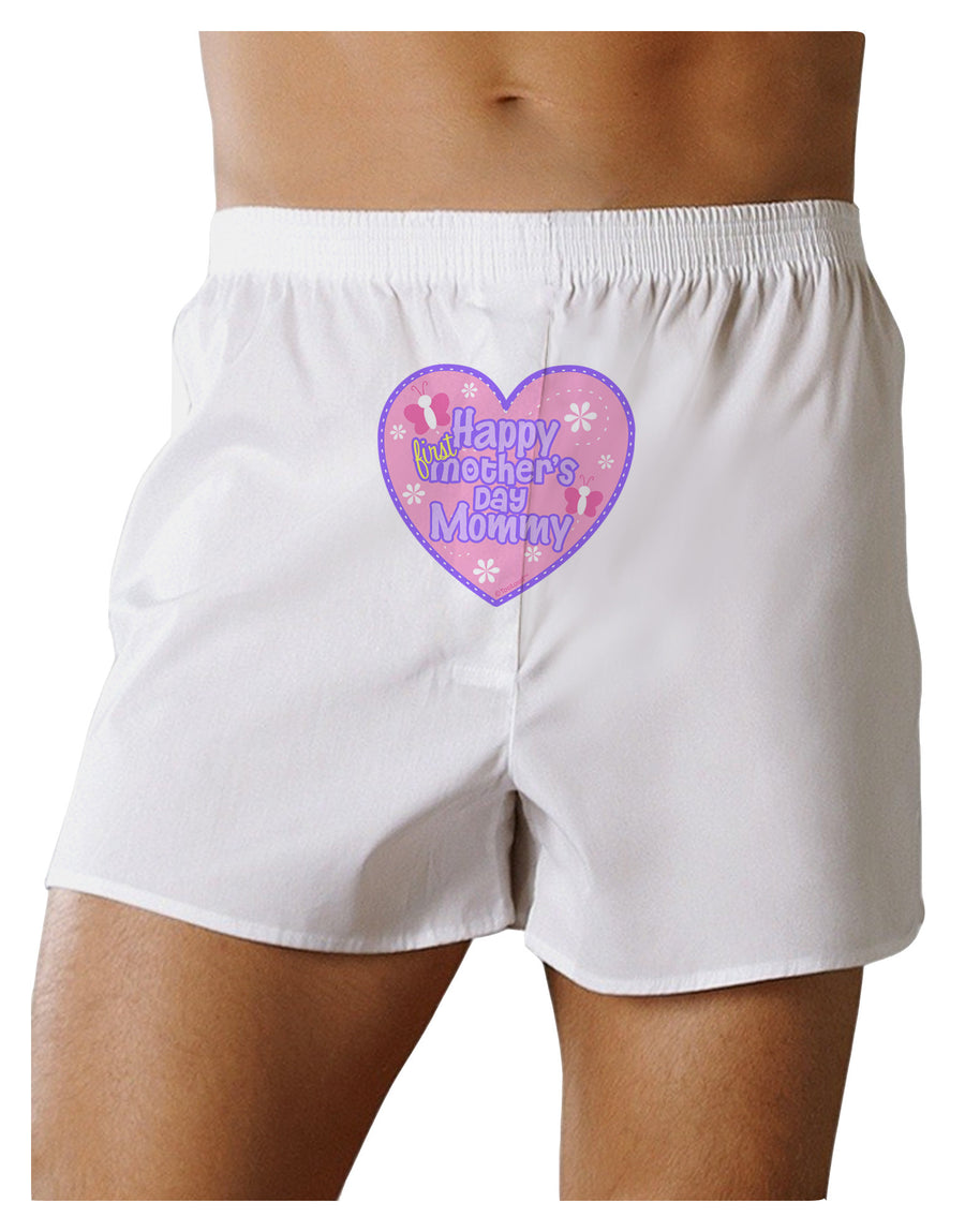 Happy First Mother's Day Mommy - Pink Front Print Boxer Shorts by TooLoud-Boxer Shorts-TooLoud-White-Small-Davson Sales