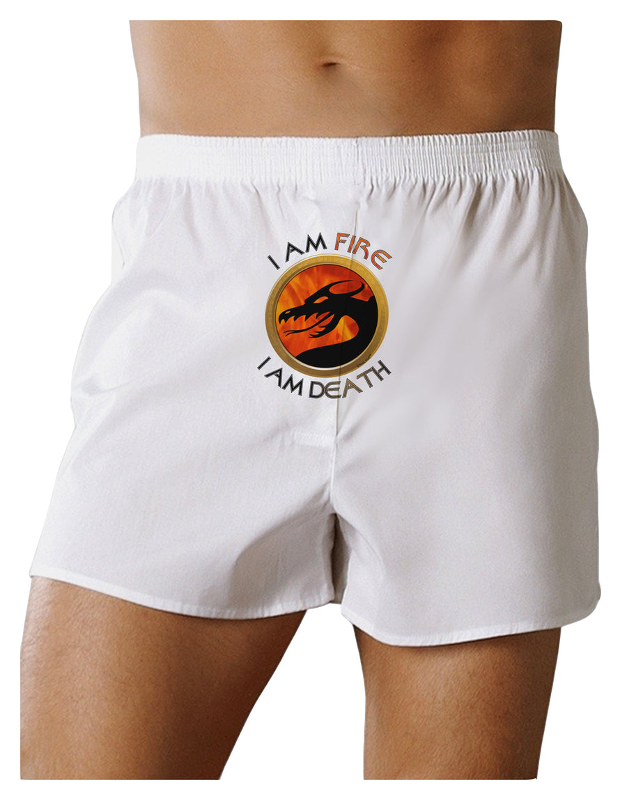 I Am Fire I Am Death Front Print Boxers Shorts by TooLoud-Boxer Shorts-TooLoud-White-Small-Davson Sales