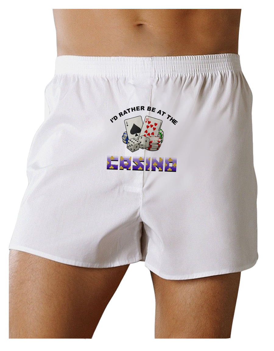 I'd Rather Be At The Casino Funny Front Print Boxers Shorts by TooLoud-Clothing-TooLoud-White-Small-Davson Sales