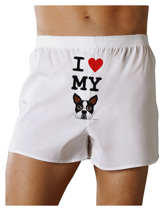 I Heart My Boston Terrier Front Print Boxer Shorts-Boxer Shorts-TooLoud-White-Small-Davson Sales