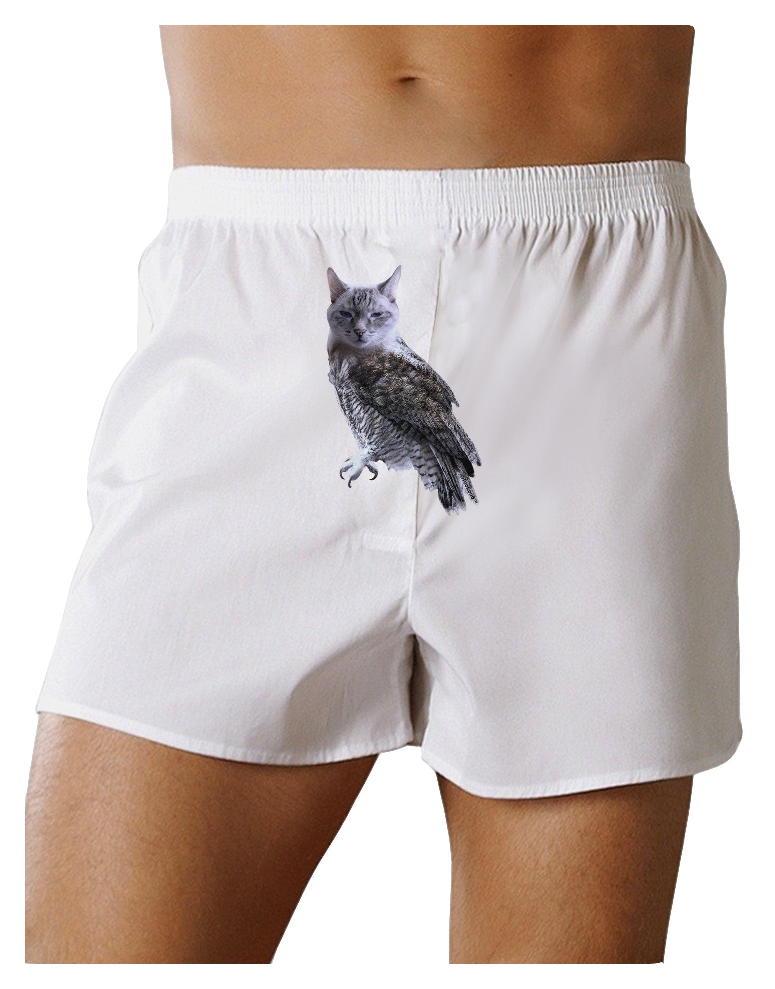 Lucky Cat Owl Front Print Boxer Shorts-Boxer Shorts-TooLoud-White-Small-Davson Sales