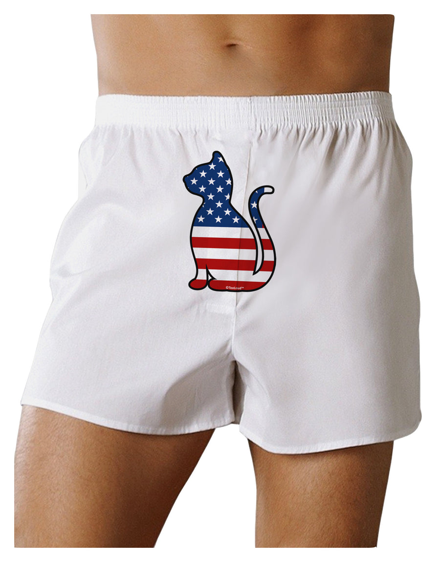 Patriotic Cat Design Front Print Boxer Shorts by TooLoud-Boxer Shorts-TooLoud-White-Small-Davson Sales