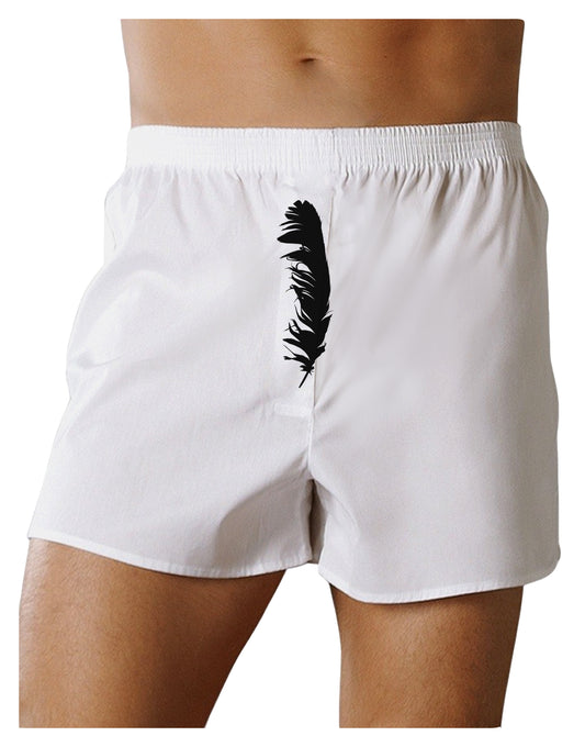 Black Feather Front Print Boxer Shorts-Boxer Shorts-TooLoud-White-Small-Davson Sales