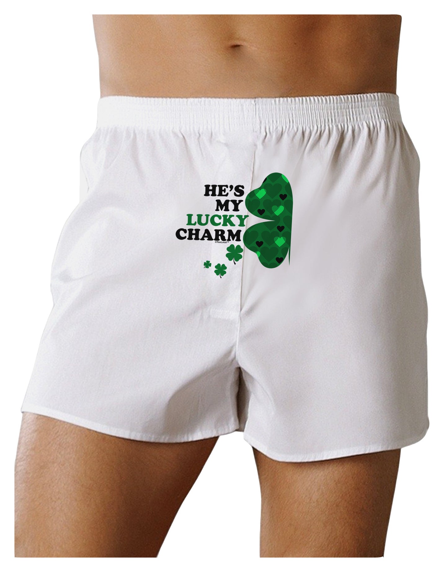 He's My Lucky Charm - Left Front Print Boxer Shorts-Boxer Shorts-TooLoud-White-Small-Davson Sales