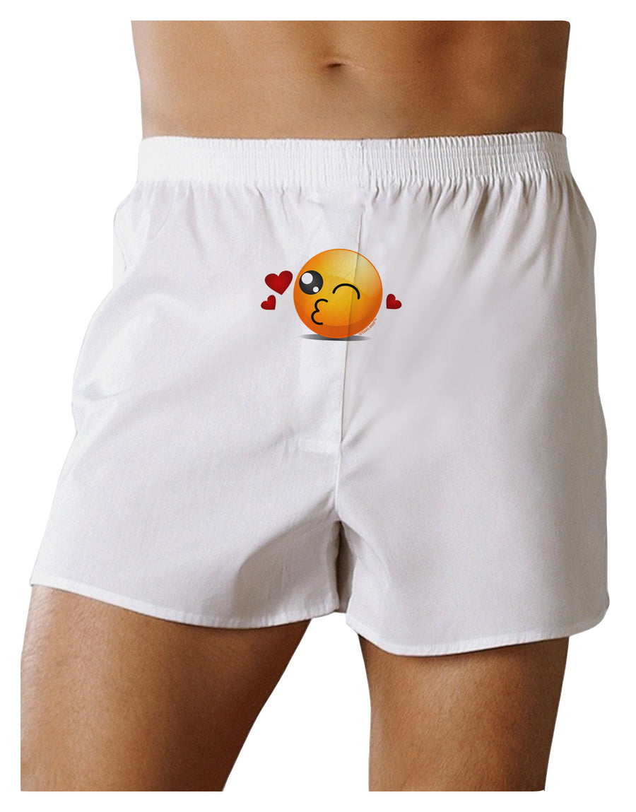 Kissy Face Emoji Front Print Boxer Shorts-Boxer Shorts-TooLoud-White-Small-Davson Sales