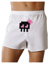 Retro 8-Bit Skull with Pink Bow Front Print Boxer Shorts-Boxer Shorts-TooLoud-White-Small-Davson Sales