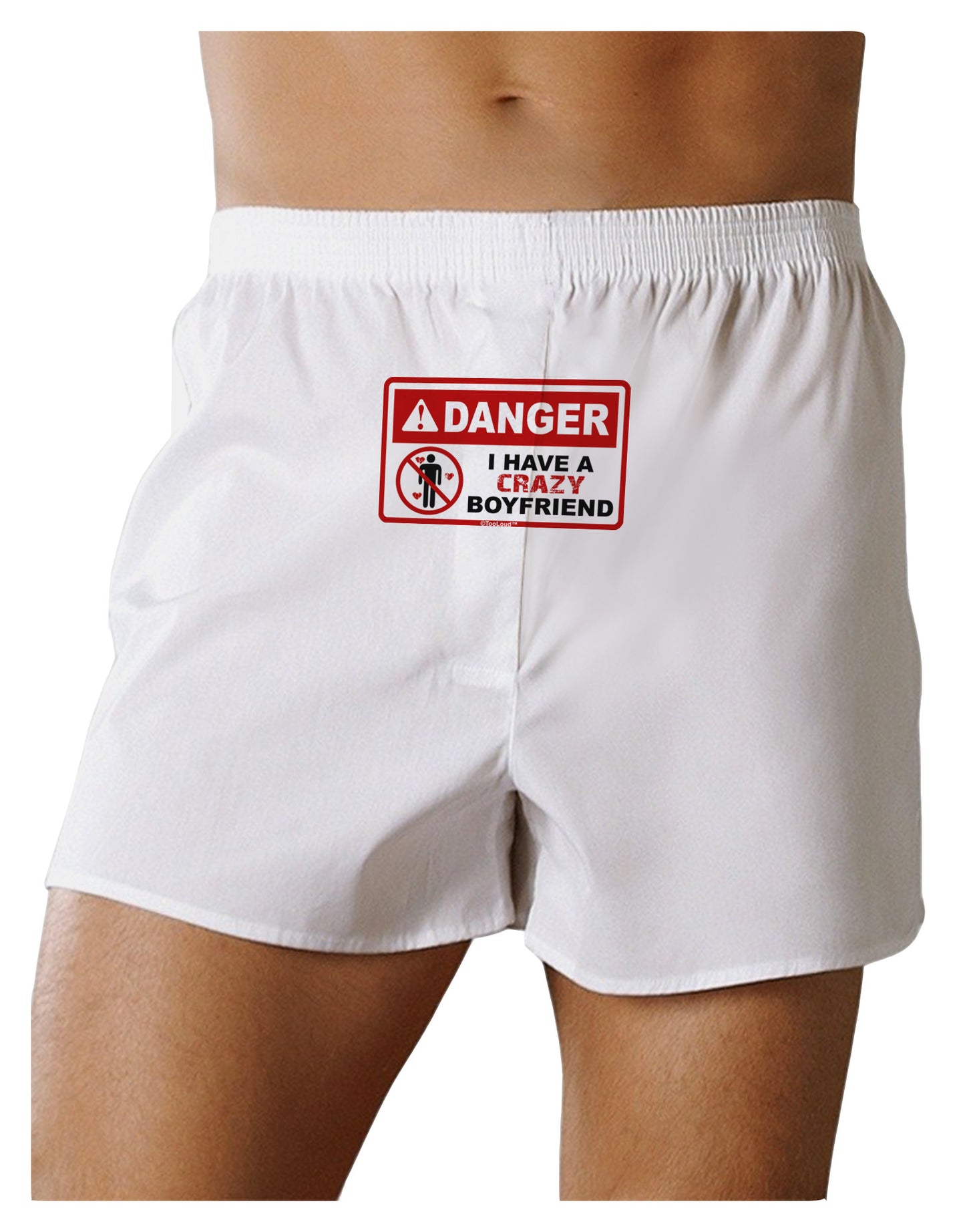 Danger - Crazy Boyfriend Front Print Boxer Shorts-Boxer Shorts-TooLoud-White-Small-Davson Sales