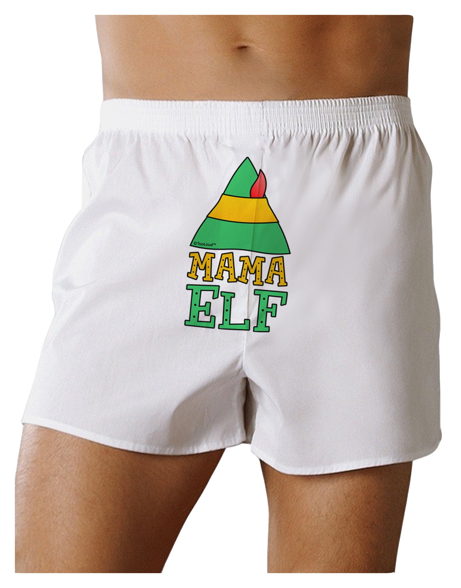 Matching Christmas Design - Elf Family - Mama Elf Front Print Boxer Shorts-Boxer Shorts-TooLoud-White-Small-Davson Sales