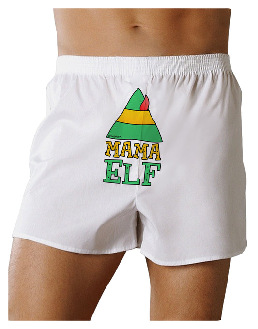 Matching Christmas Design - Elf Family - Mama Elf Front Print Boxer Shorts-Boxer Shorts-TooLoud-White-Small-Davson Sales