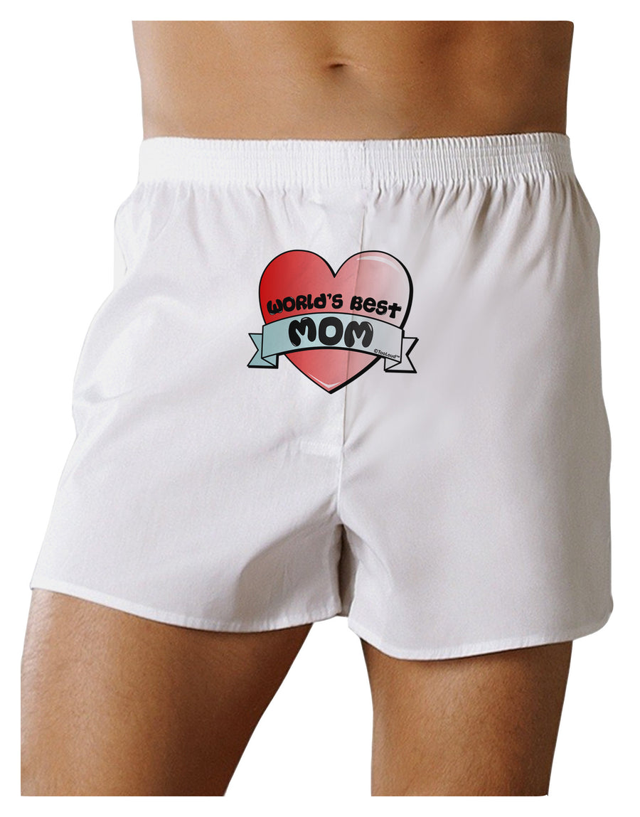 World's Best Mom - Heart Banner Design Front Print Boxer Shorts by TooLoud-Boxer Shorts-TooLoud-White-Small-Davson Sales