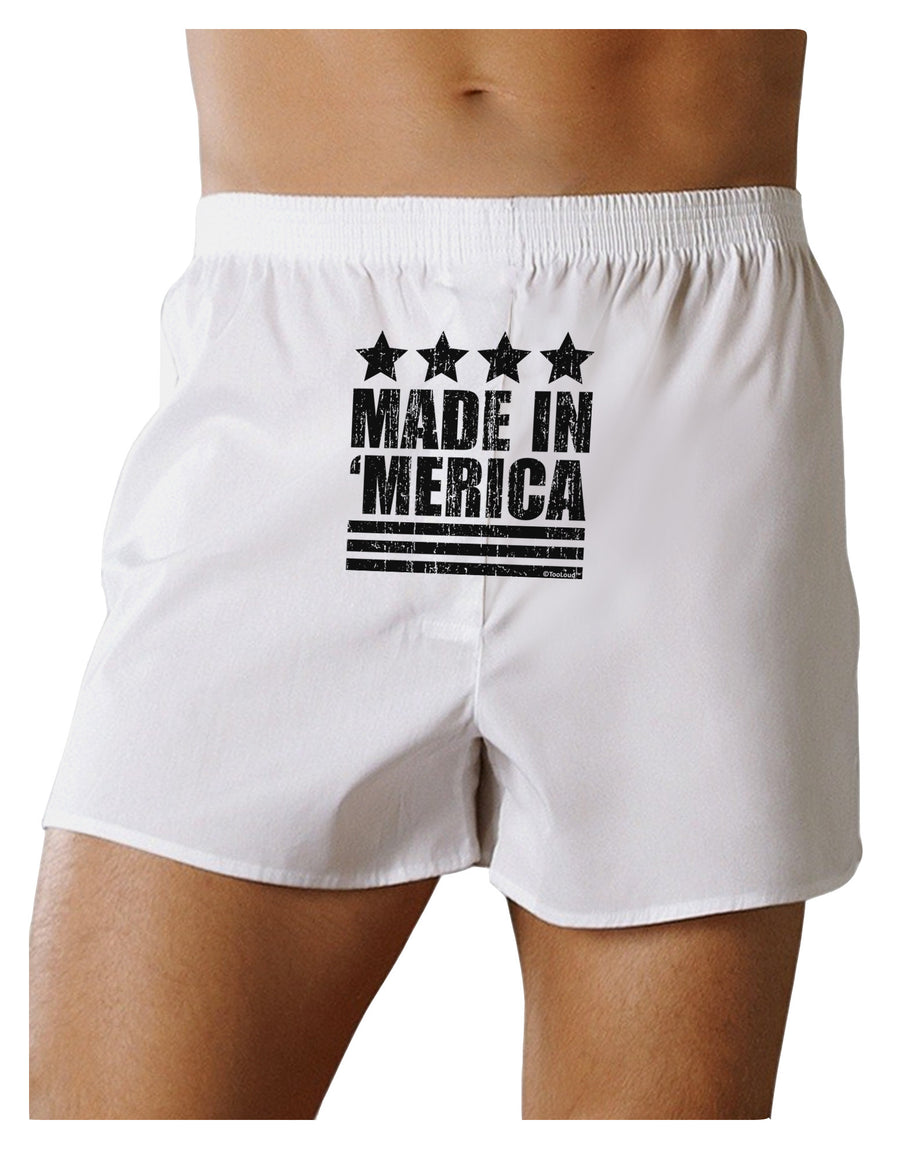 Made in Merica - Stars and Stripes Design Front Print Boxer Shorts-Boxer Shorts-TooLoud-White-Small-Davson Sales