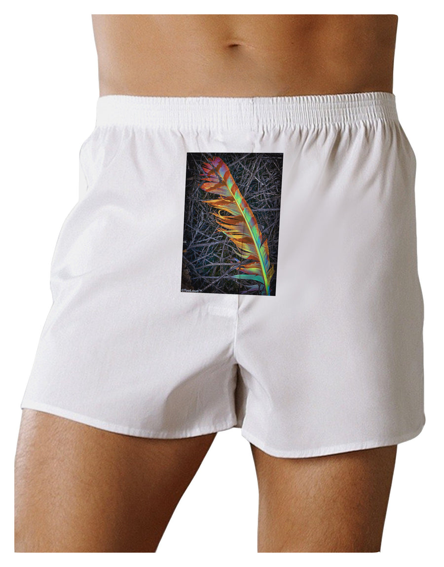 Rainbow Feather Front Print Boxer Shorts-Boxer Shorts-TooLoud-White-Small-Davson Sales