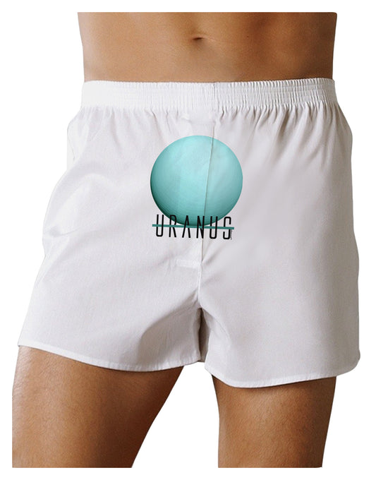 Planet Uranus Text Front Print Boxer Shorts-Boxer Shorts-TooLoud-White-Small-Davson Sales