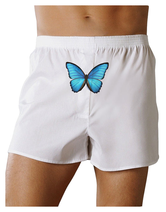 Big Blue Butterfly Front Print Boxer Shorts-Boxer Shorts-TooLoud-White-Small-Davson Sales