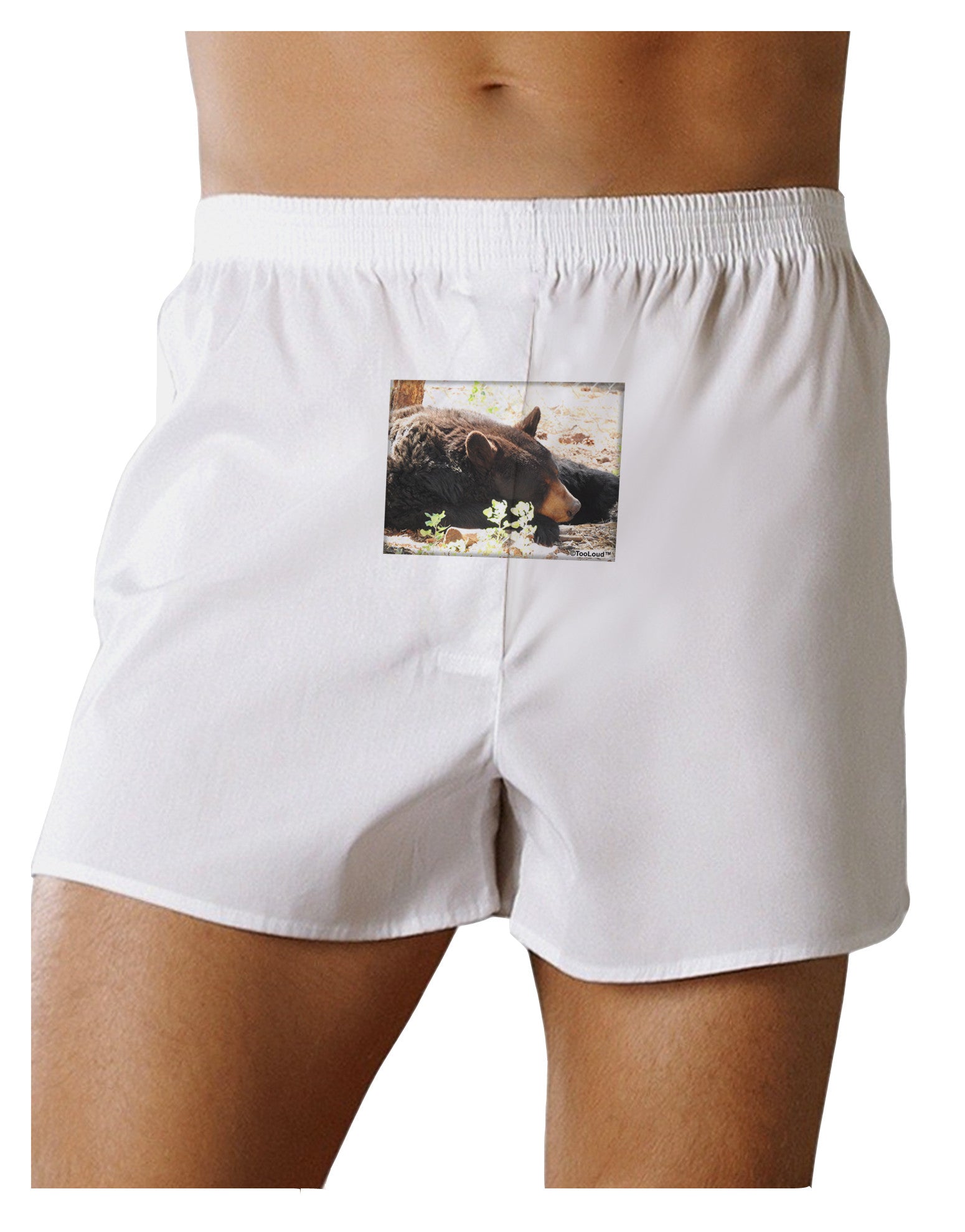 Laying Black Bear Front Print Boxer Shorts-Boxer Shorts-TooLoud-White-Small-Davson Sales