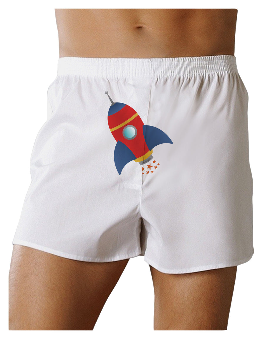 Space Rocket Ship and Stars Front Print Boxer Shorts by TooLoud-Boxer Shorts-TooLoud-White-Small-Davson Sales