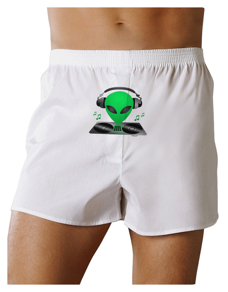 Alien DJ Front Print Boxer Shorts-Boxer Shorts-TooLoud-White-Small-Davson Sales