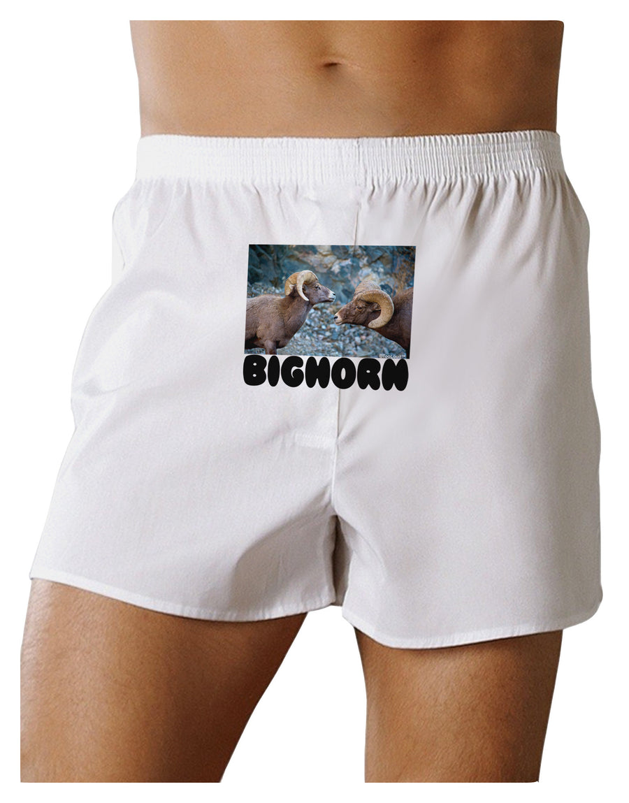 Two Bighorn Rams Text Front Print Boxer Shorts-Boxer Shorts-TooLoud-White-Small-Davson Sales