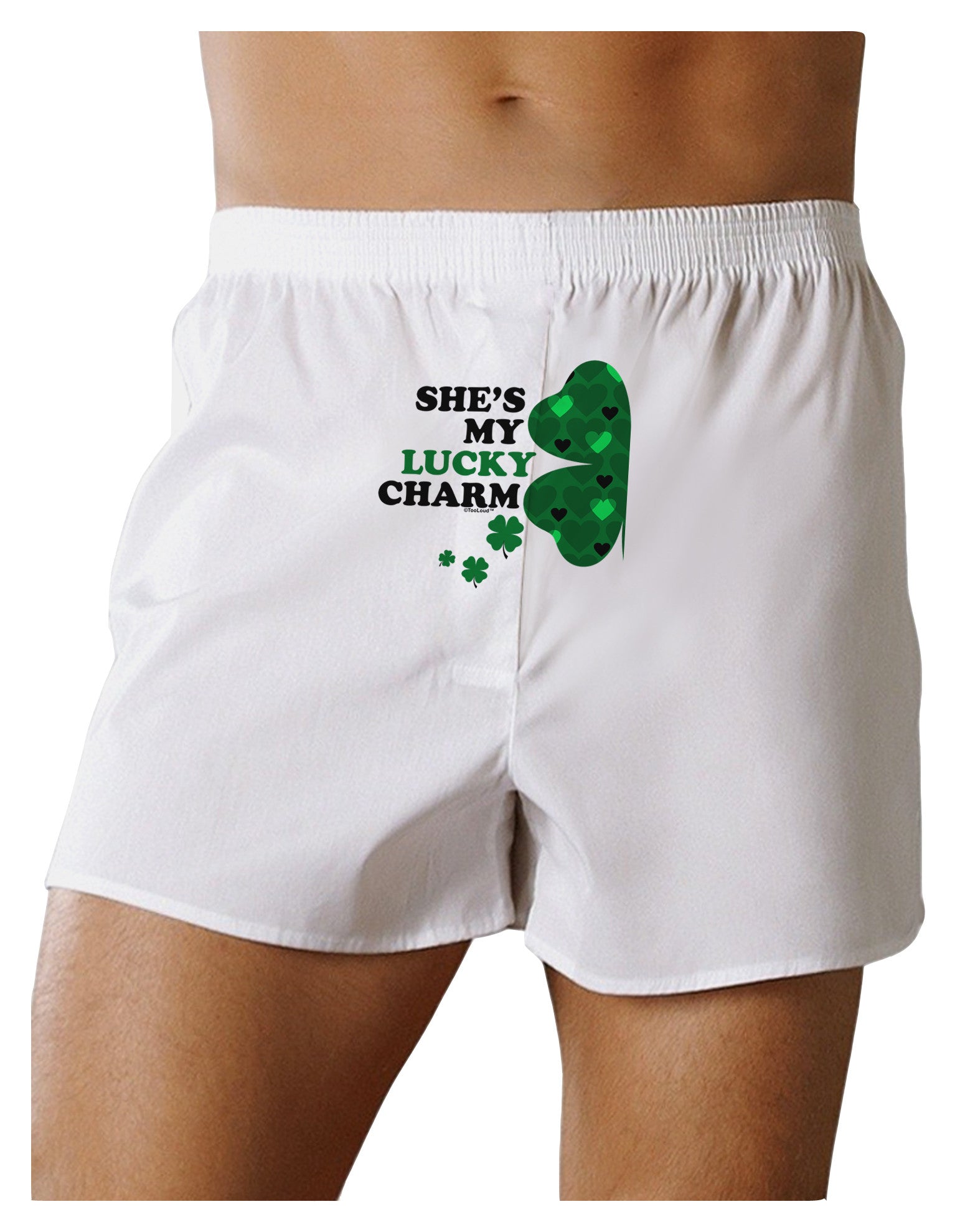 She's My Lucky Charm - Left Front Print Boxer Shorts-Boxer Shorts-TooLoud-White-Small-Davson Sales
