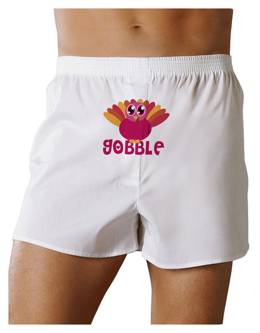 Cute Gobble Turkey Pink Front Print Boxer Shorts-Boxer Shorts-TooLoud-White-Small-Davson Sales