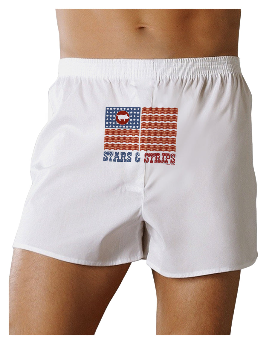 American Bacon Flag - Stars and Strips Front Print Boxer Shorts-Boxer Shorts-TooLoud-White-Small-Davson Sales