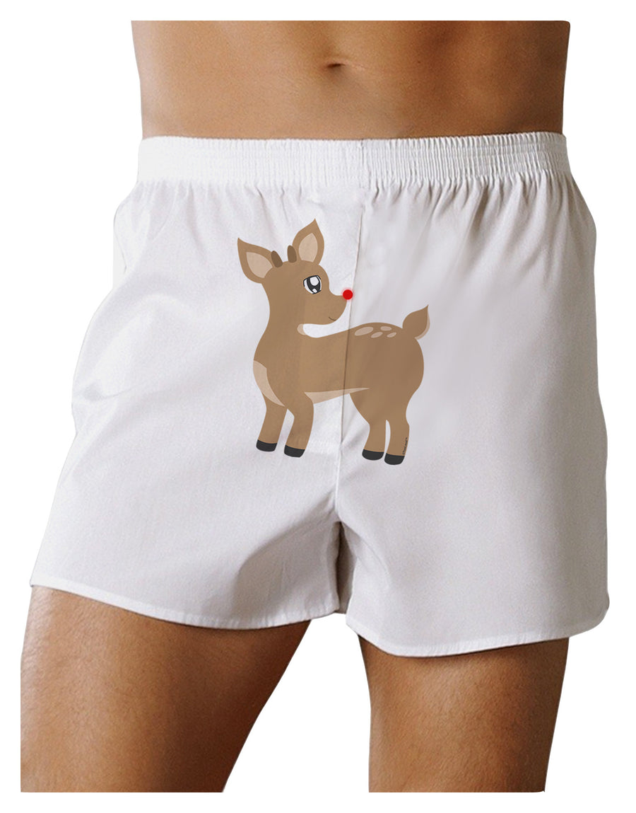 Cute Little Rudolph the Reindeer - Christmas Front Print Boxer Shorts by TooLoud-Boxer Shorts-TooLoud-White-Small-Davson Sales