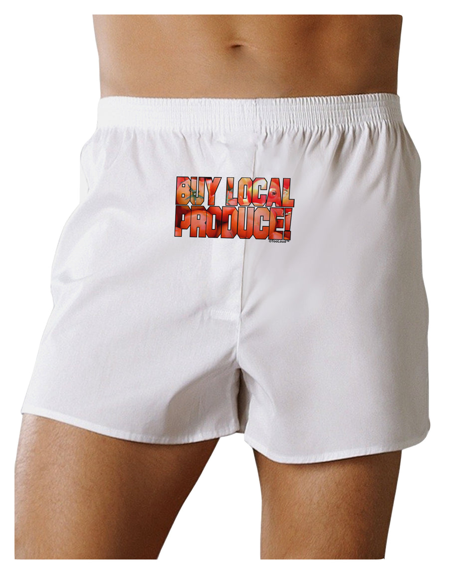 Buy Local Produce Tomatoes Text Front Print Boxer Shorts-Boxer Shorts-TooLoud-White-Small-Davson Sales