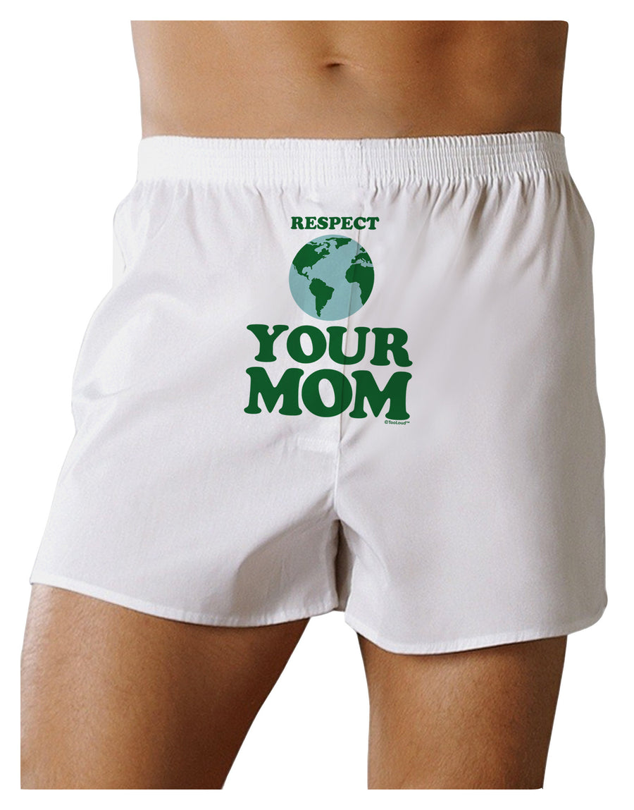 Respect Your Mom - Mother Earth Design - Color Front Print Boxer Shorts-Boxer Shorts-TooLoud-White-Small-Davson Sales