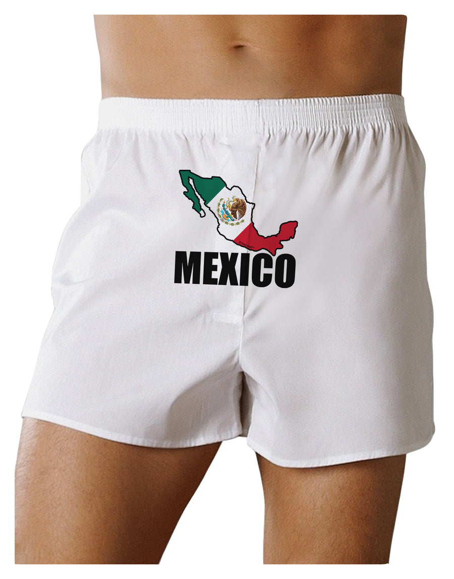 Mexico Outline - Mexican Flag - Mexico Text Front Print Boxer Shorts by TooLoud-Boxer Shorts-TooLoud-White-Small-Davson Sales