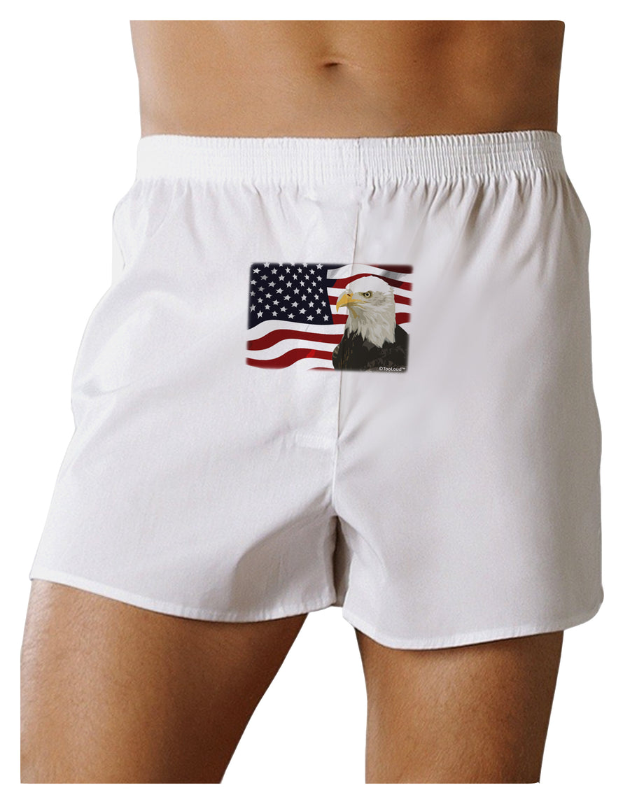 Patriotic USA Flag with Bald Eagle Front Print Boxers Shorts by TooLoud-Boxer Shorts-TooLoud-White-Small-Davson Sales