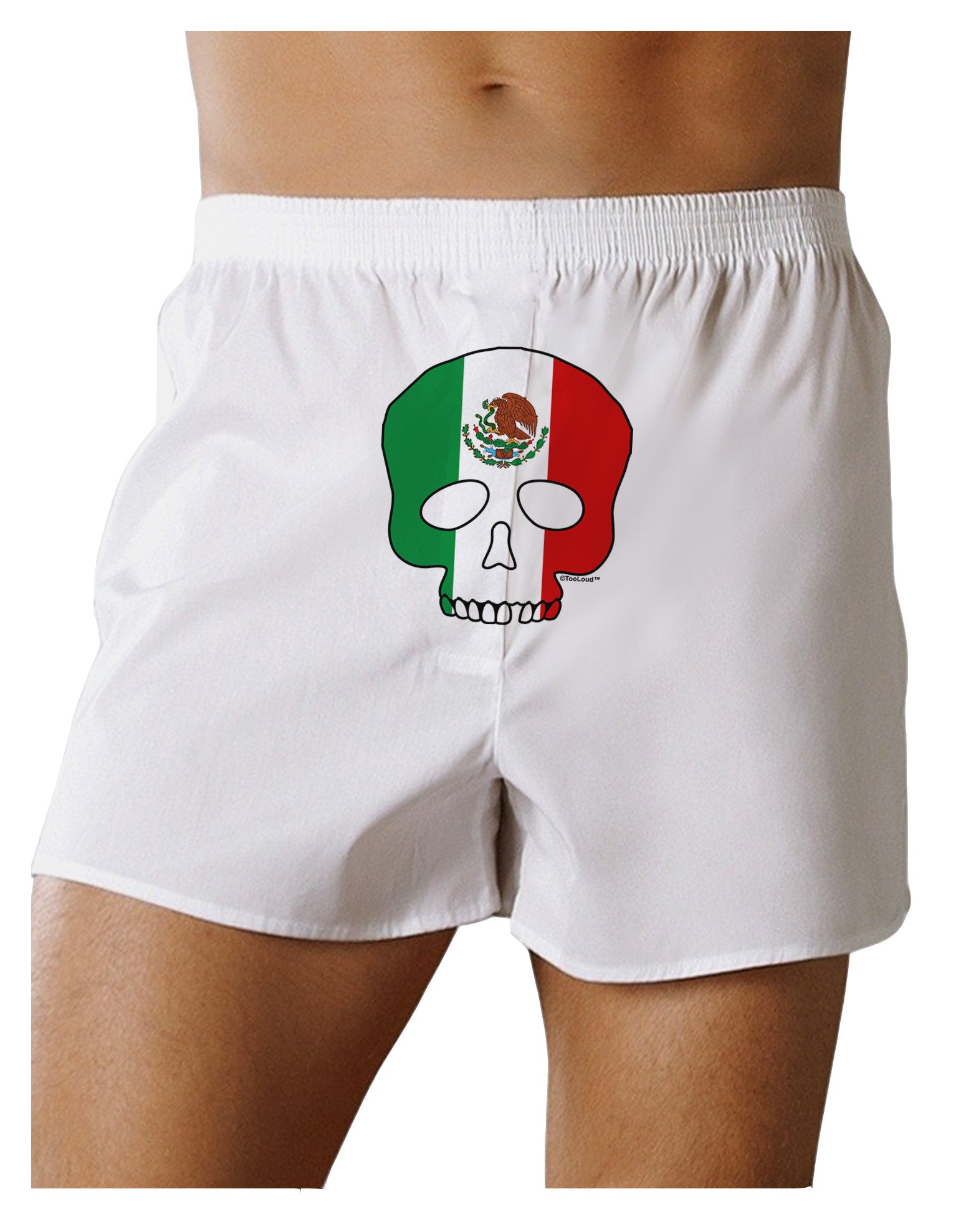 Skull Flag Mexico Front Print Boxer Shorts-Boxer Shorts-TooLoud-White-Small-Davson Sales