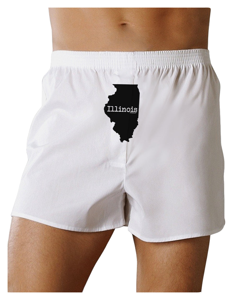 Illinois - United States Shape Front Print Boxers Shorts by TooLoud-Boxer Shorts-TooLoud-White-Small-Davson Sales