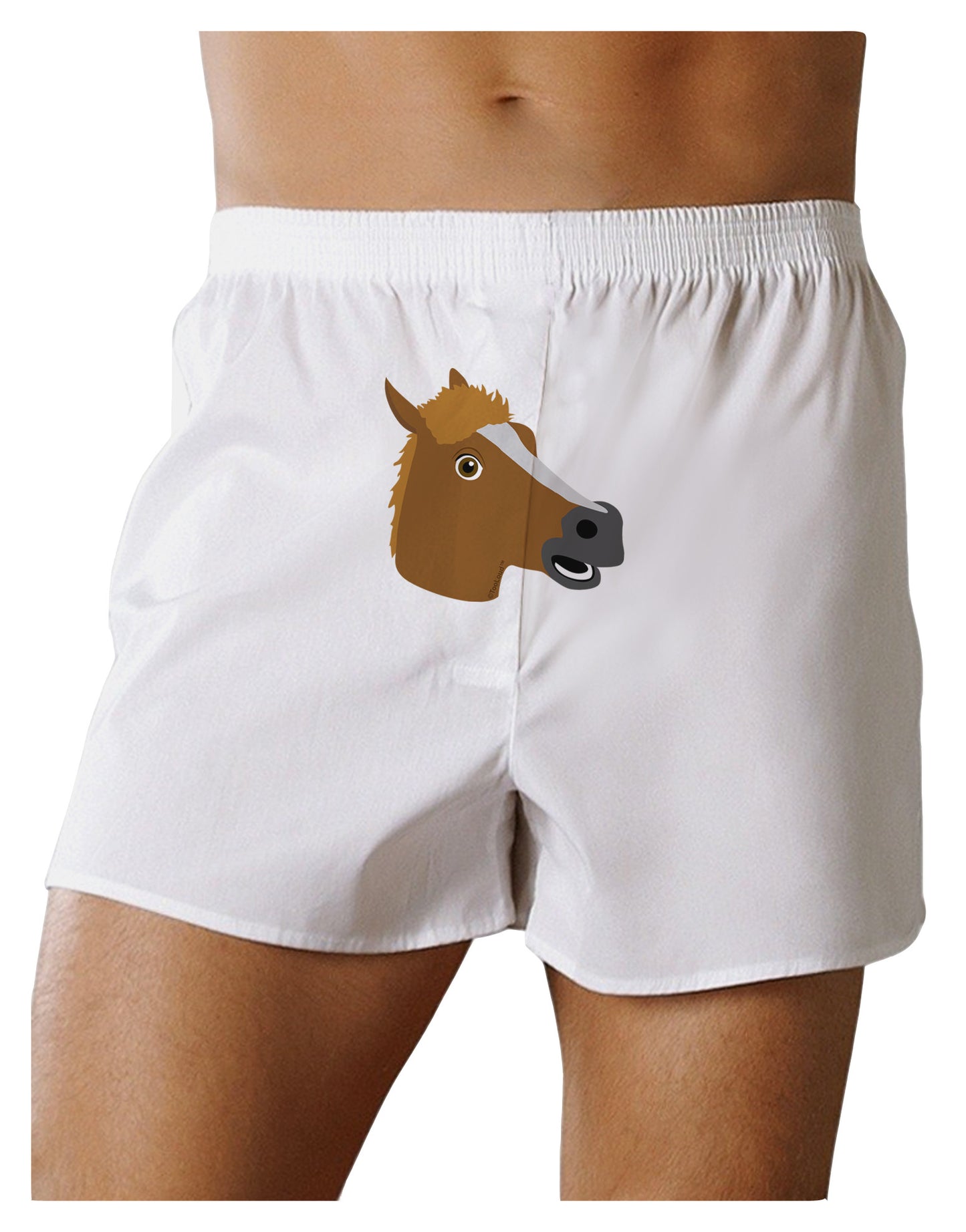 Silly Cartoon Horse Head Front Print Boxer Shorts-Boxer Shorts-TooLoud-White-Small-Davson Sales