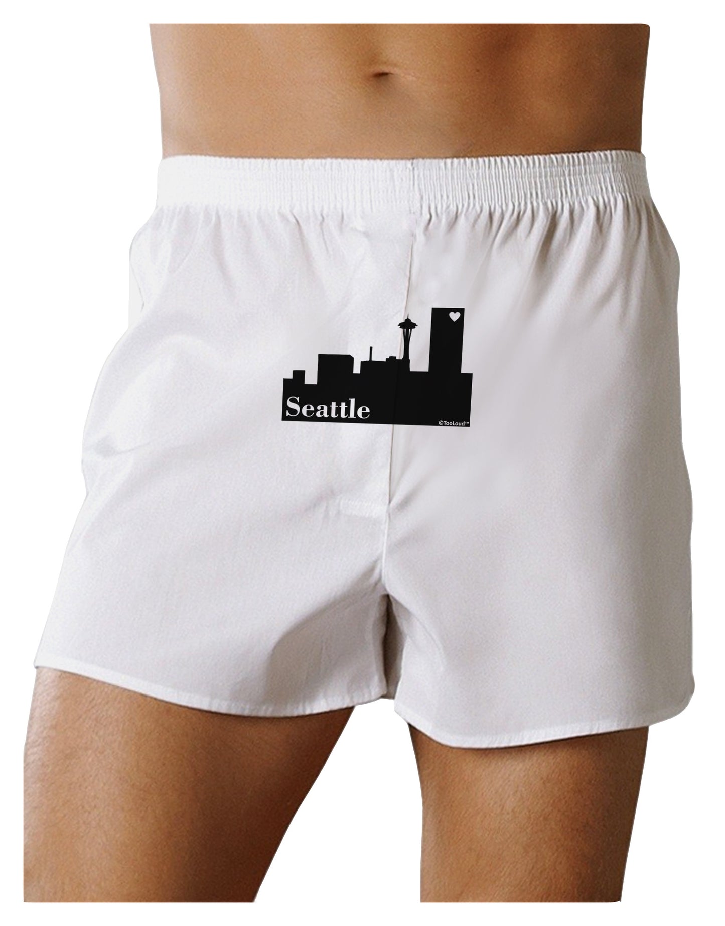 Seattle Skyline with Space Needle Front Print Boxer Shorts by TooLoud-Boxer Shorts-TooLoud-White-Small-Davson Sales