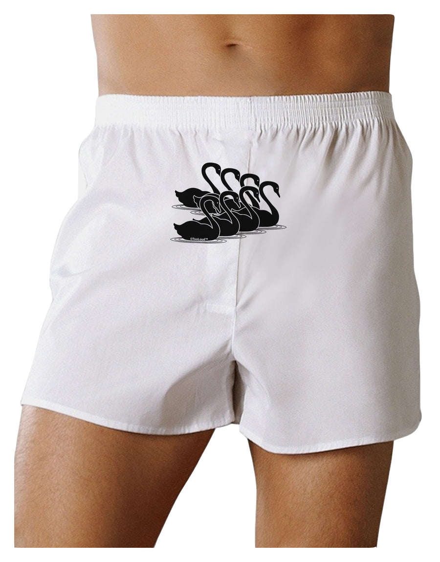 Seven Swans A Swimming Front Print Boxer Shorts-Boxer Shorts-TooLoud-White-Small-Davson Sales