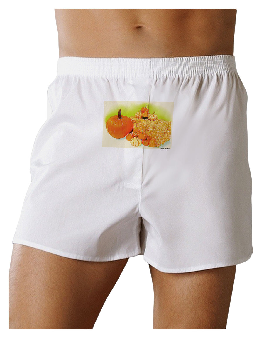 Fall Pumpkin Scene Front Print Boxer Shorts-Boxer Shorts-TooLoud-White-Small-Davson Sales