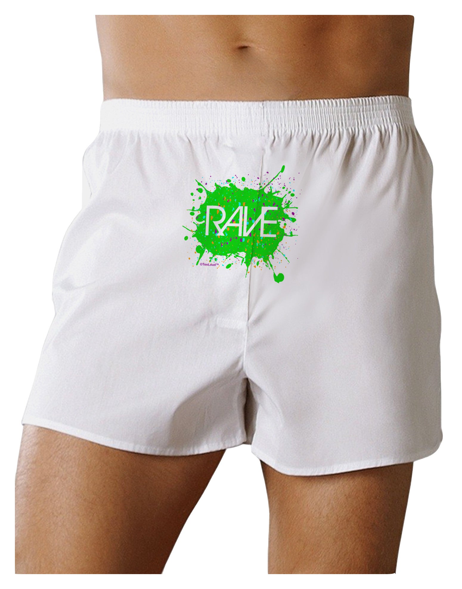Rave Splatter Green Front Print Boxer Shorts-Boxer Shorts-TooLoud-White-Small-Davson Sales