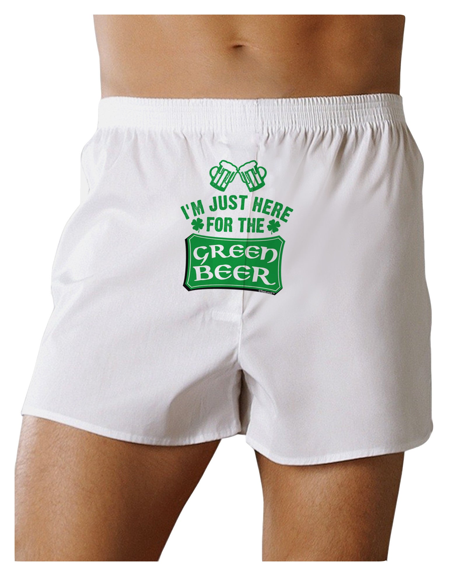 Just Here For The Green Beer Front Print Boxer Shorts-Boxer Shorts-TooLoud-White-Small-Davson Sales