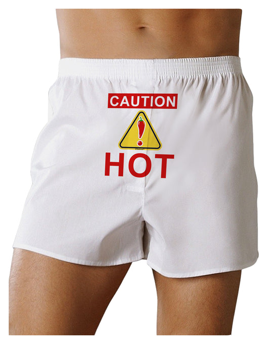 Caution Hot Chili Pepper Sign Front Print Boxer Shorts-Boxer Shorts-TooLoud-White-Small-Davson Sales