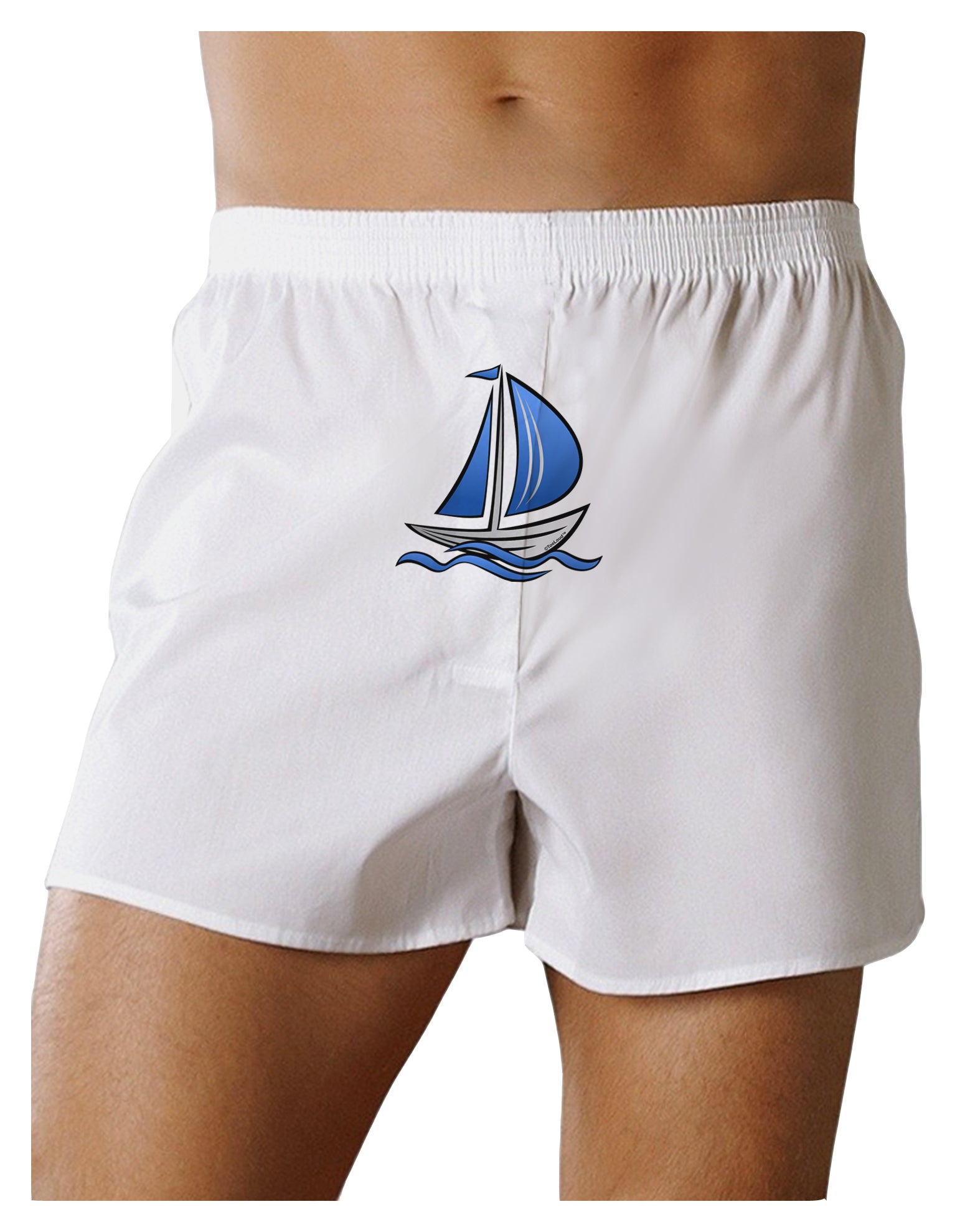 Blue Sailboat Front Print Boxer Shorts-Boxer Shorts-TooLoud-White-Small-Davson Sales