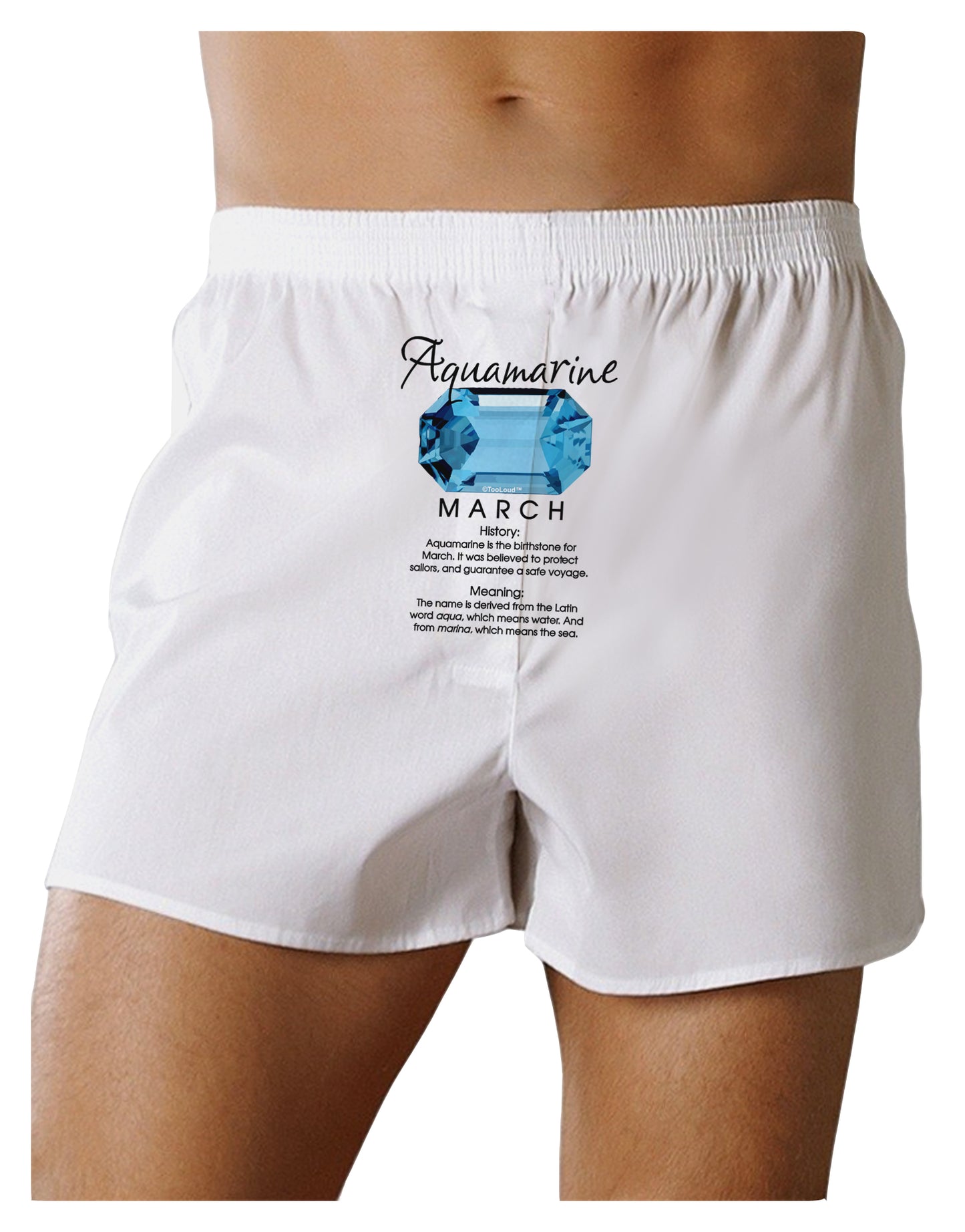 Birthstone Aquamarine Front Print Boxer Shorts-Boxer Shorts-TooLoud-White-Small-Davson Sales