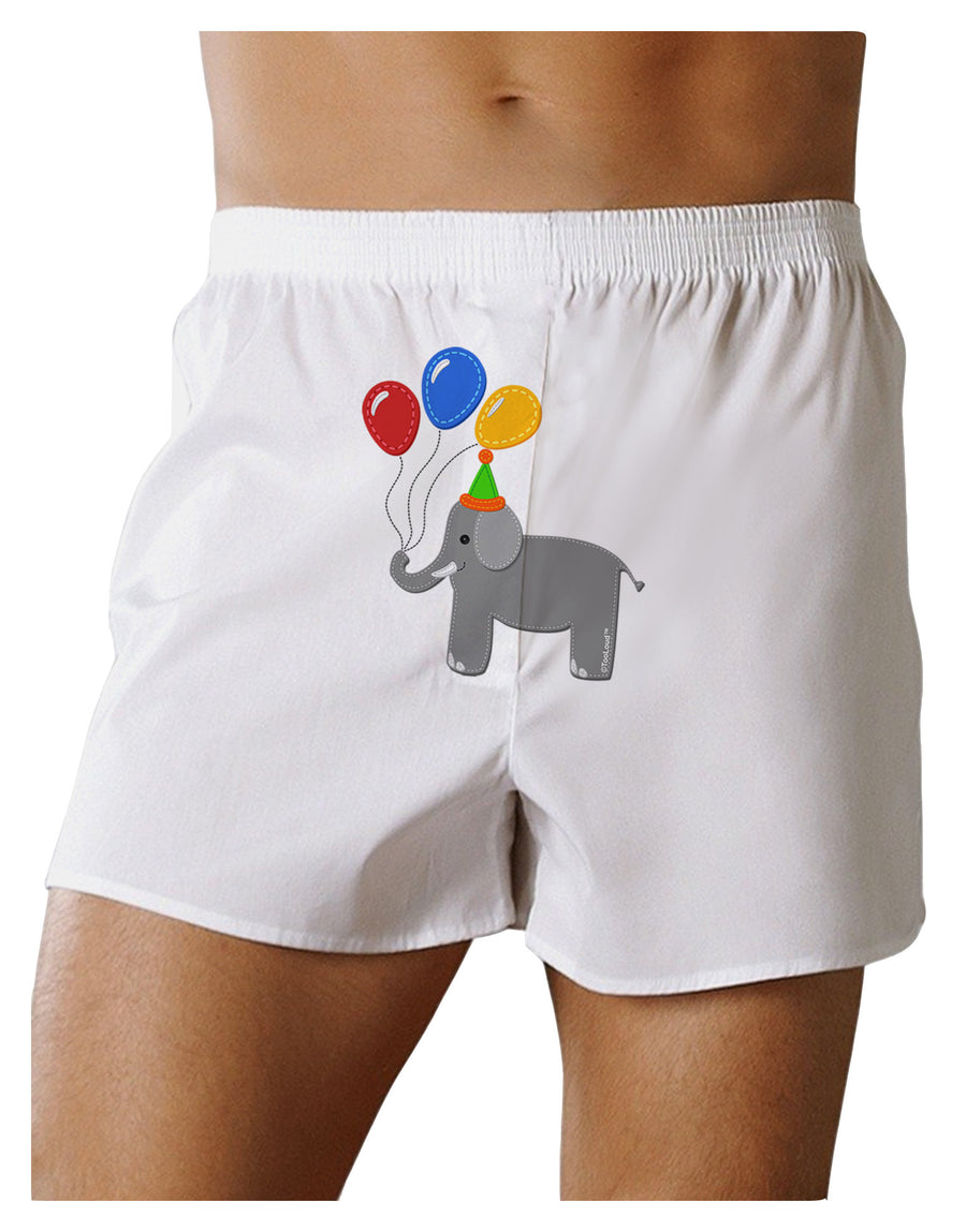 Cute Elephant with Balloons Front Print Boxer Shorts-Boxer Shorts-TooLoud-White-Small-Davson Sales