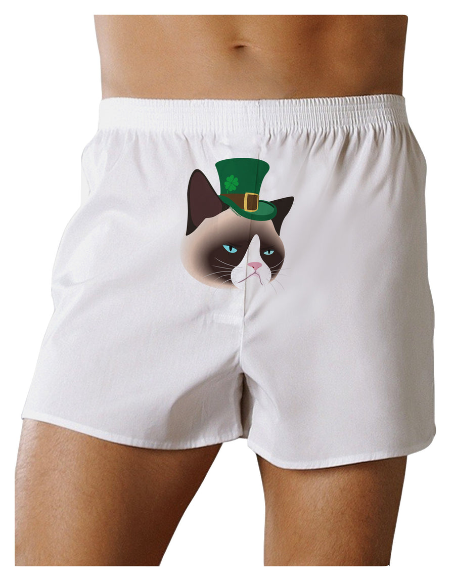 Leprechaun Disgruntled Cat Front Print Boxer Shorts-Boxer Shorts-TooLoud-White-Small-Davson Sales